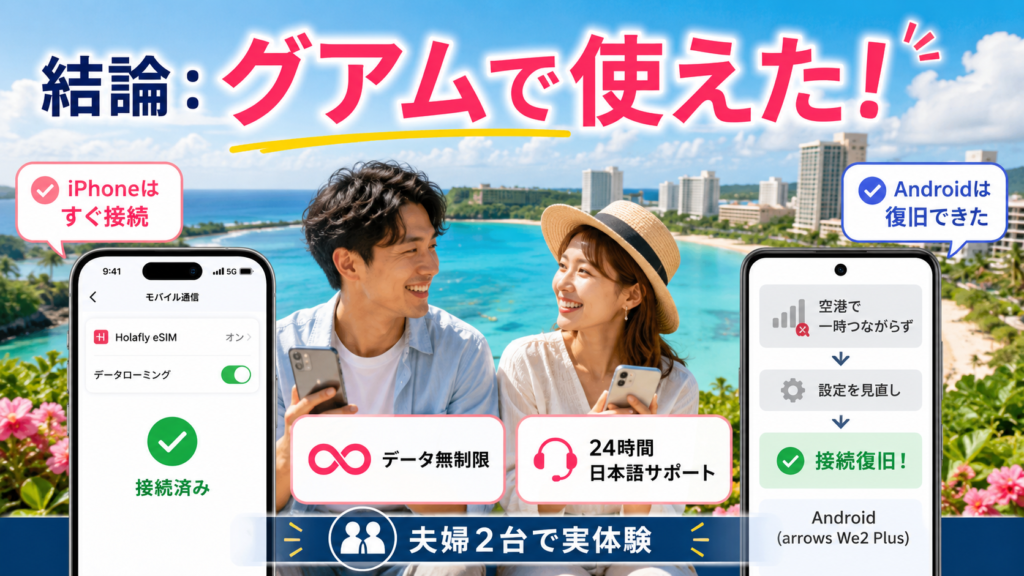 結論！HolaflyのeSIMはグアムで使えた？
