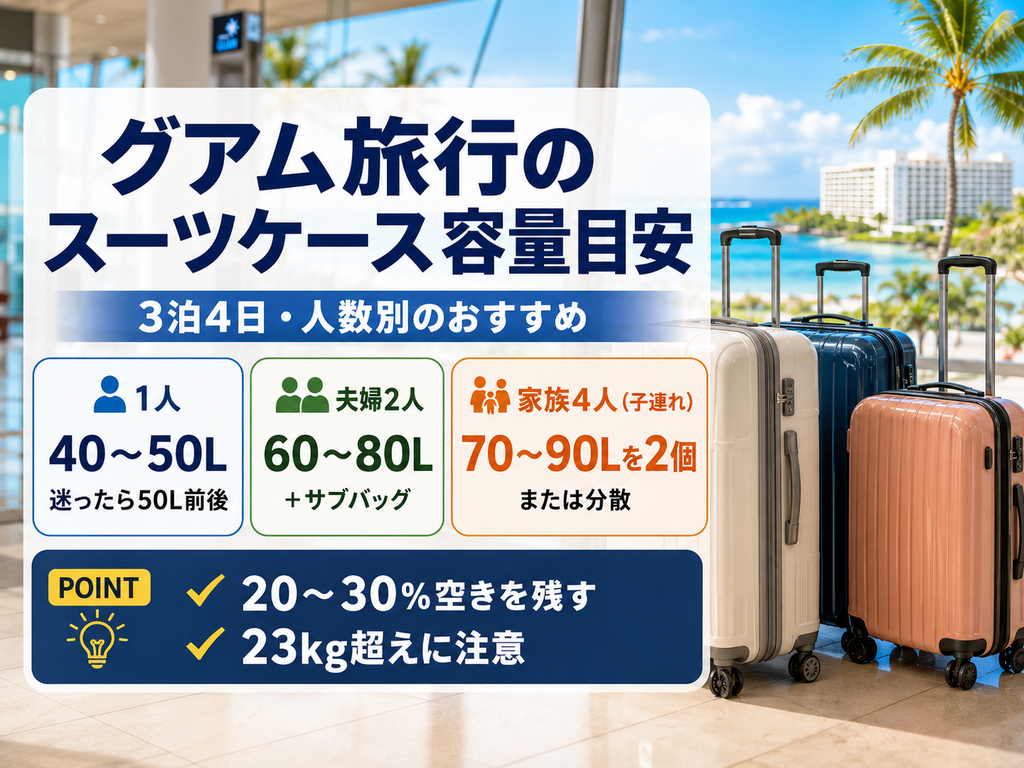 グアム旅行におすすめのスーツケース容量