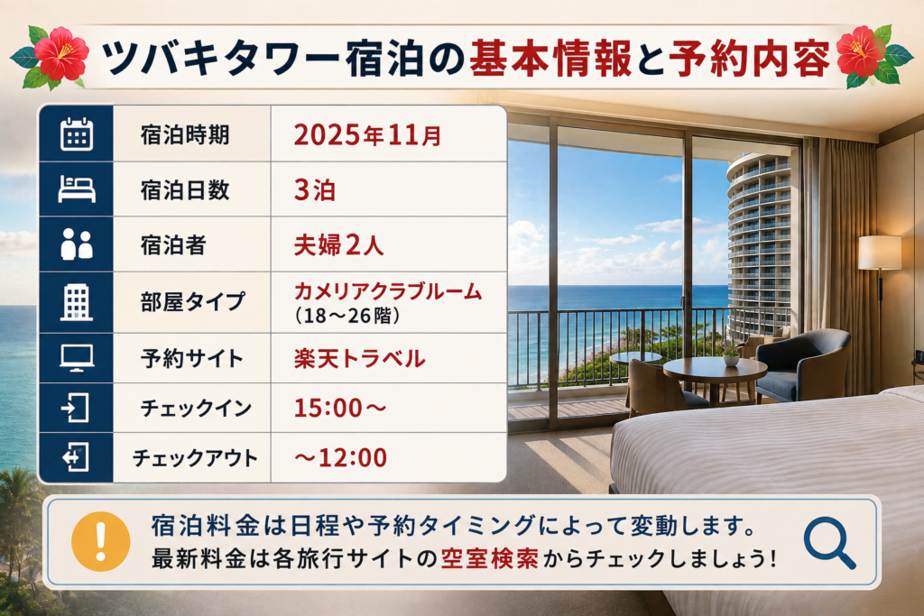 ツバキタワー宿泊前に確認!基本情報と今回の予約内容
