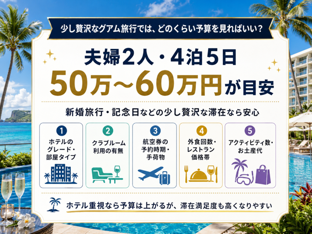 少し贅沢なグアム旅行では、どのくらい予算を見ればいい？