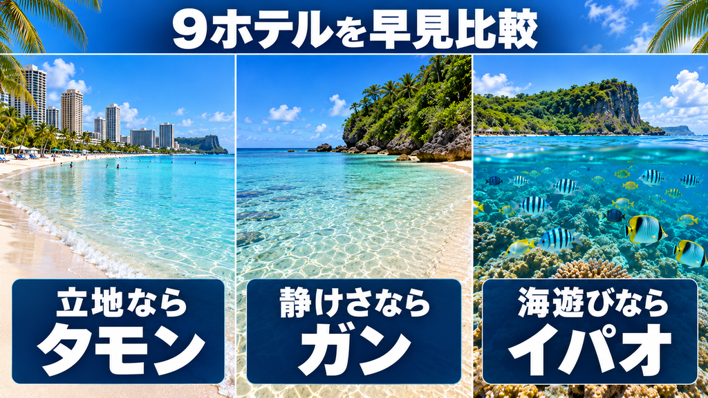 9つのホテルを早見比較
