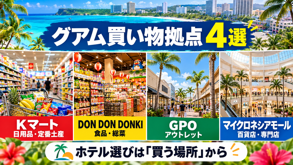 グアムの4大ショッピング拠点とホテルエリアの特徴