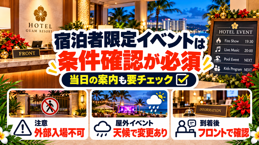 宿泊者限定イベントの条件・チェックイン時の最新スケジュールの確認