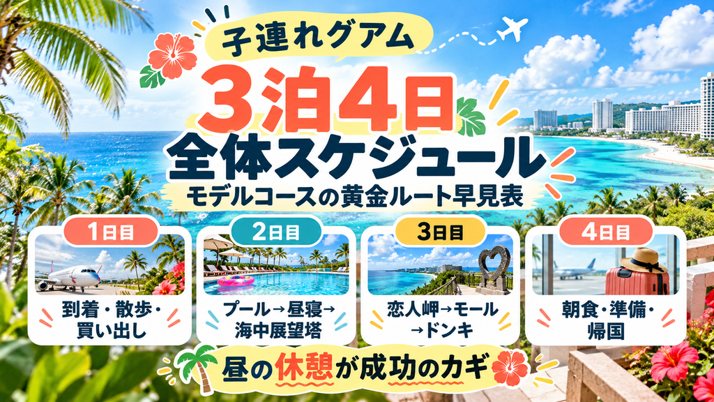 子連れグアム3泊4日モデルコースの黄金ルート早見表