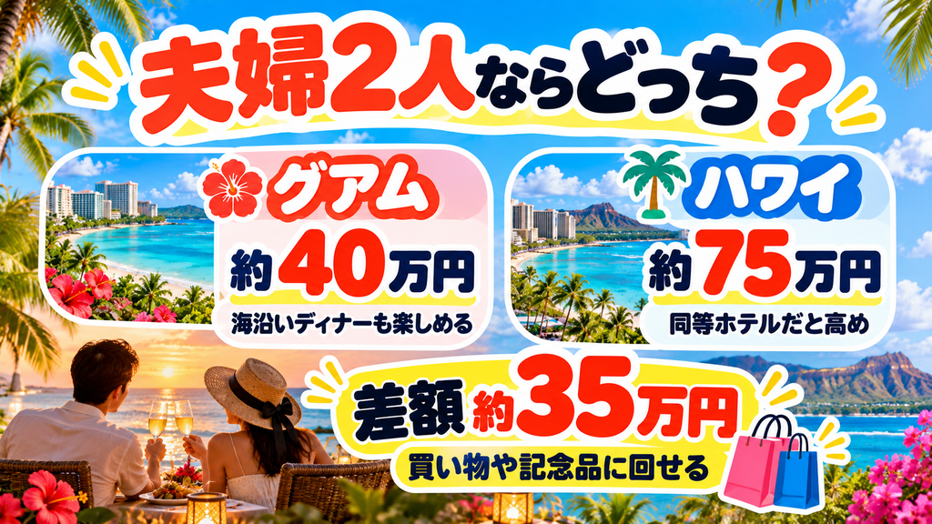 夫婦・カップル2名の旅行費用比較
