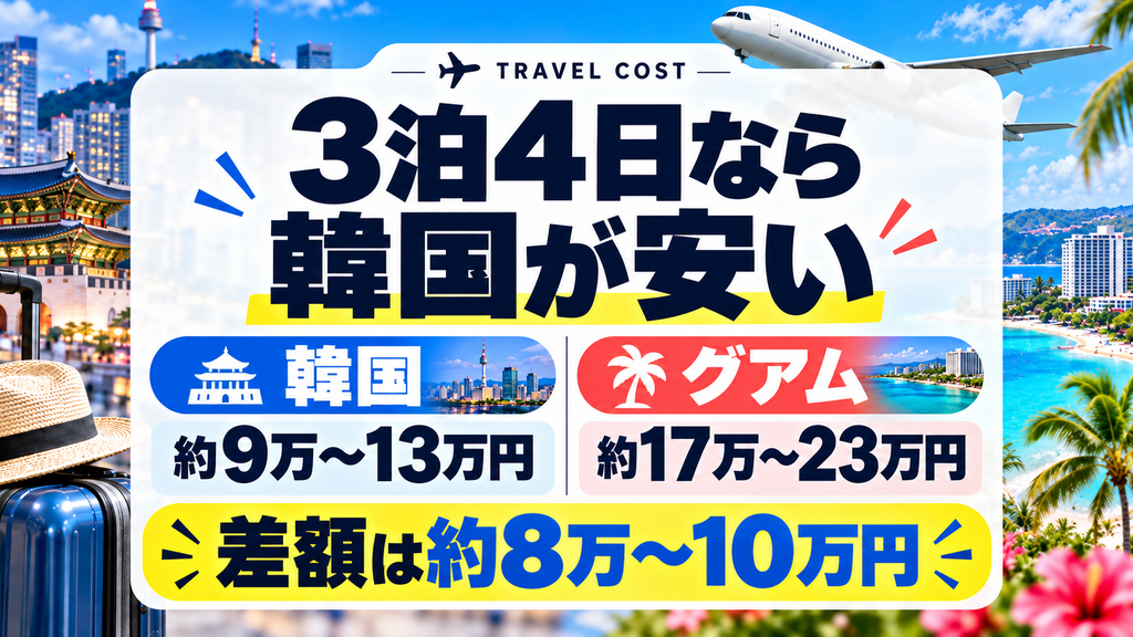 【結論】グアムと韓国はどっちが安い?3泊4日の旅行費用・総額相場を徹底比較