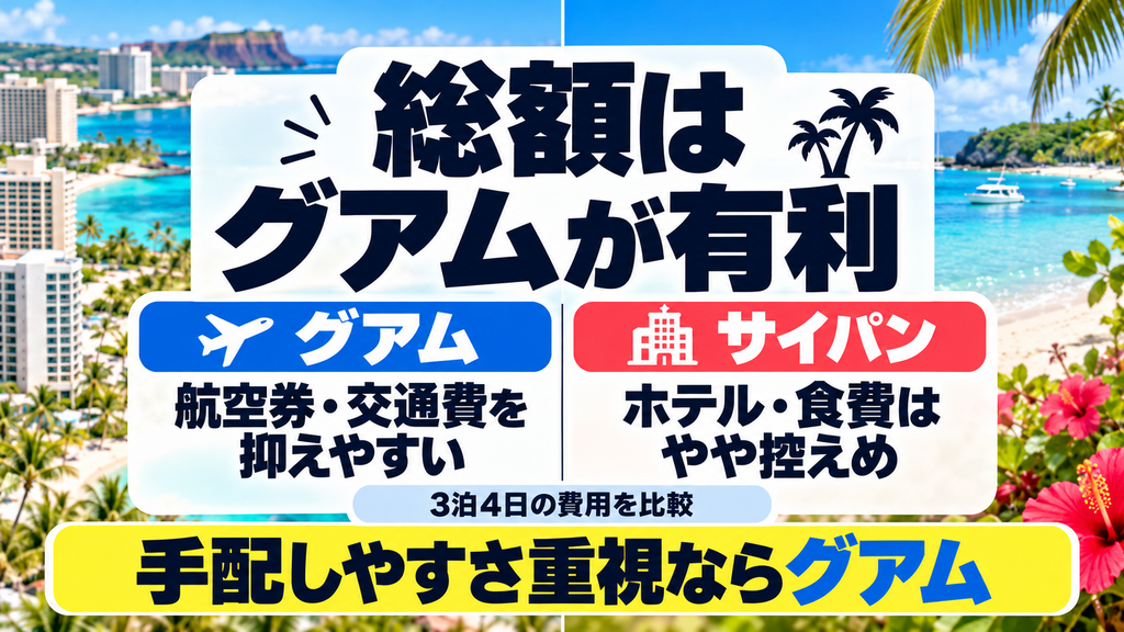【結論】グアムとサイパンはどっちが安い?3泊4日の旅行費用総額と内訳を比較
