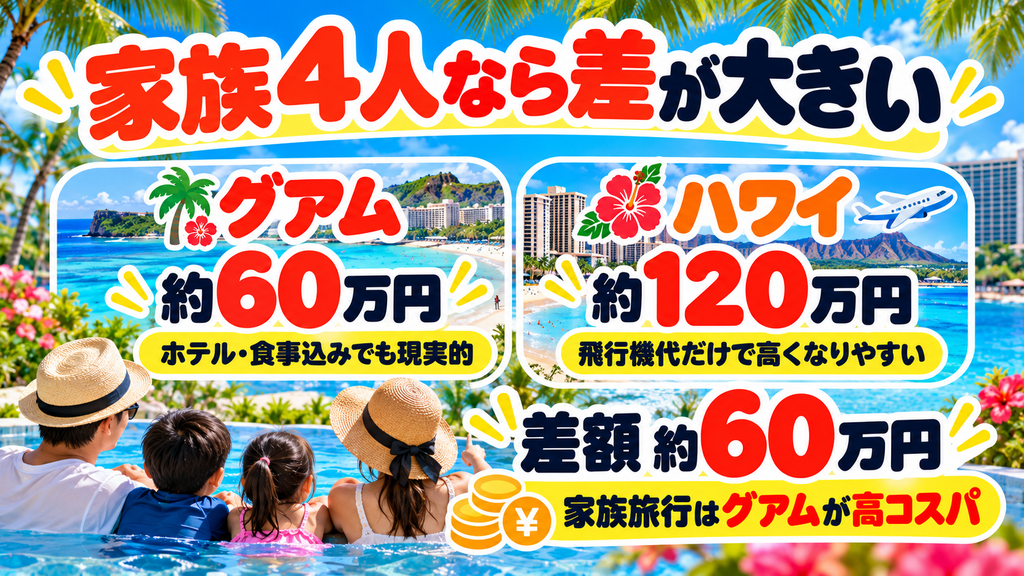 子連れファミリー4名の旅行費用比較