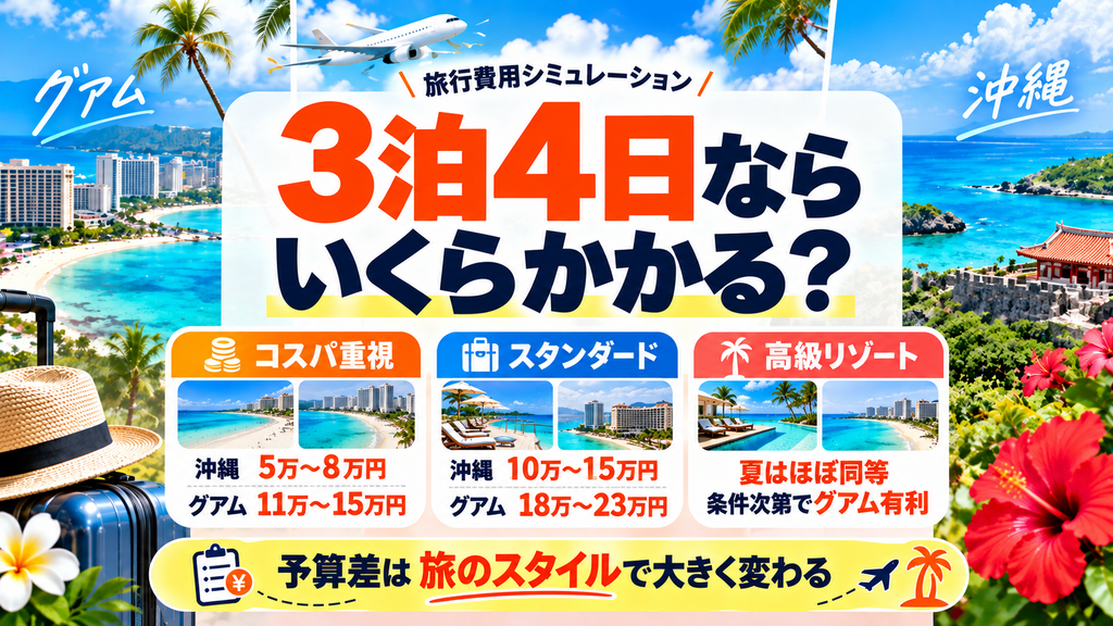 【3泊4日モデルプラン】グアムと沖縄の旅行費用・予算シミュレーション比較