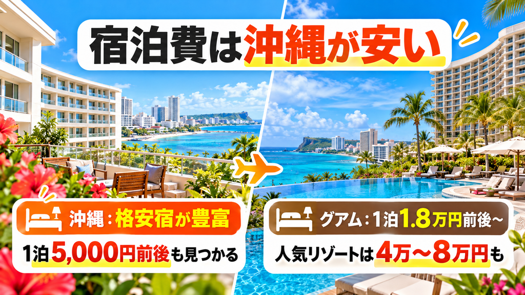 宿泊費の比較:格安宿が豊富な沖縄 vs 一定水準を保つグアム