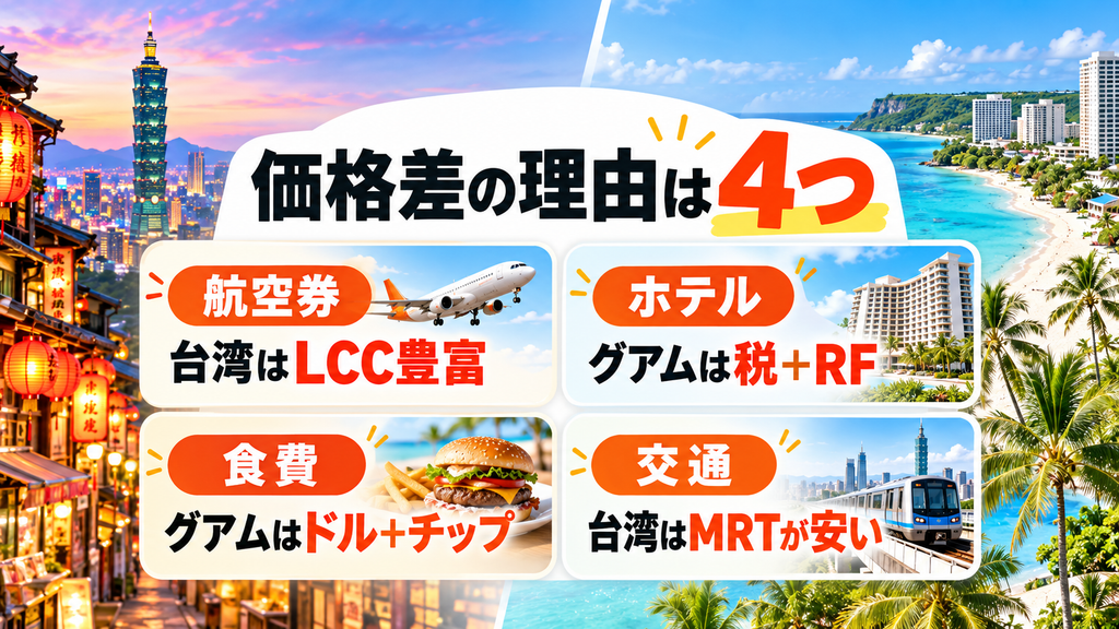 グアムと台湾で旅行代金に差が出る4つの理由