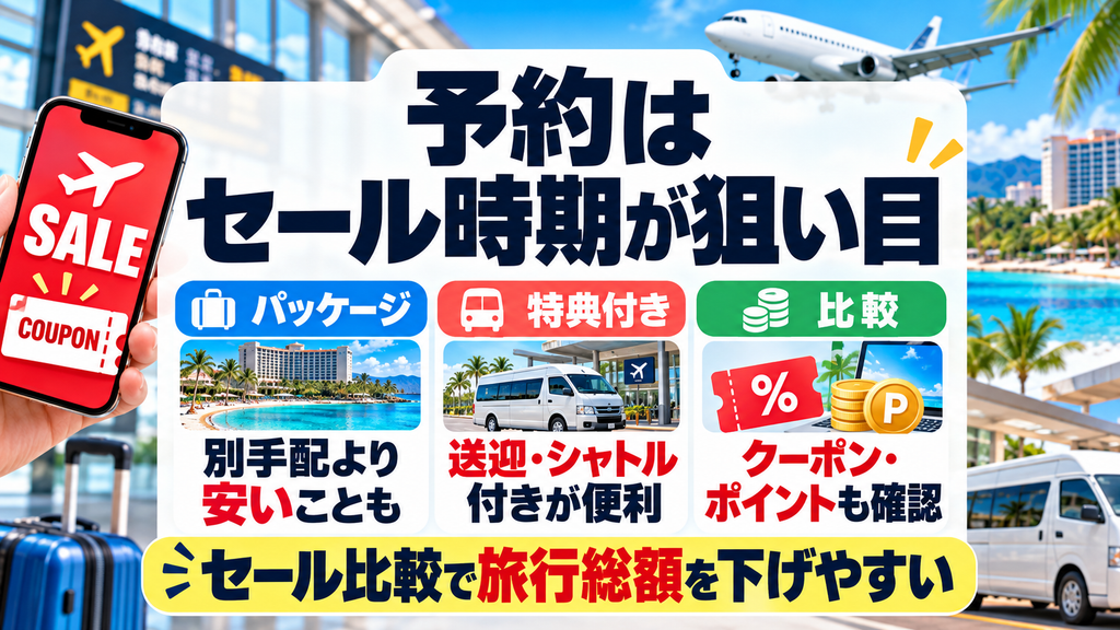 旅行予約サイトのセールやクーポン配布のタイミングを狙う