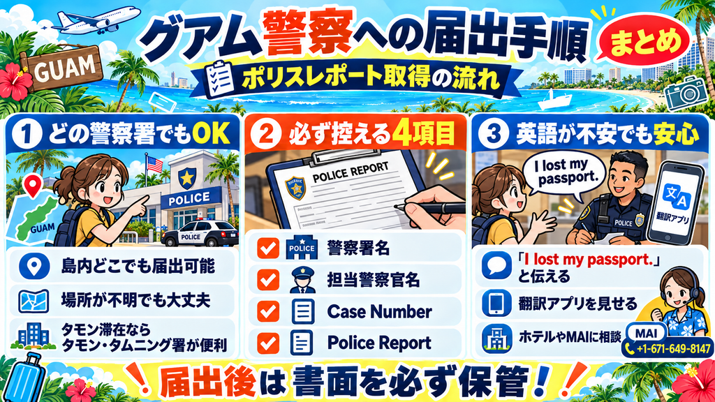 グアム警察への届出手順と連絡先一覧
