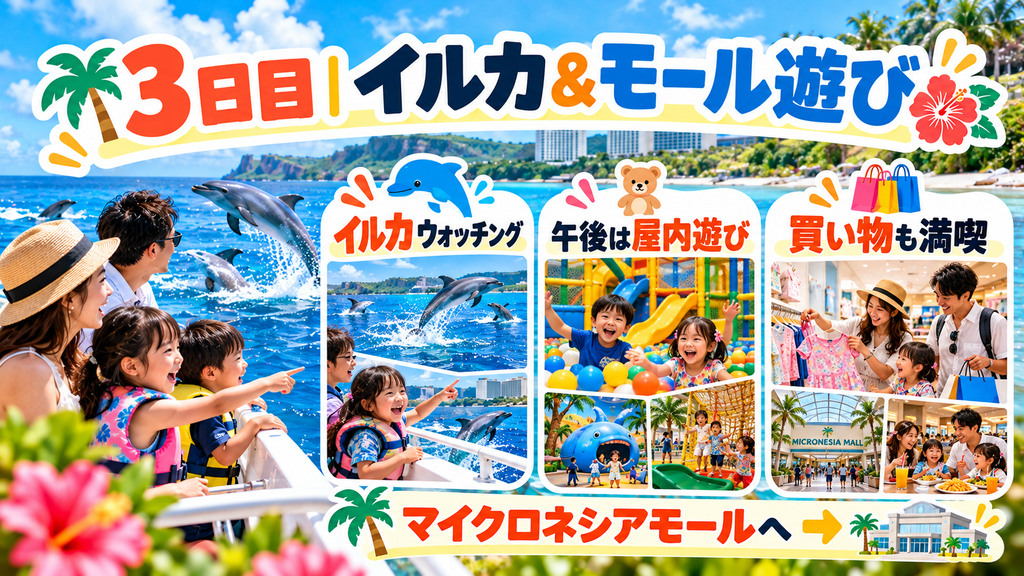 感動の「イルカウォッチング」&「マイクロネシアモール」で屋内遊び