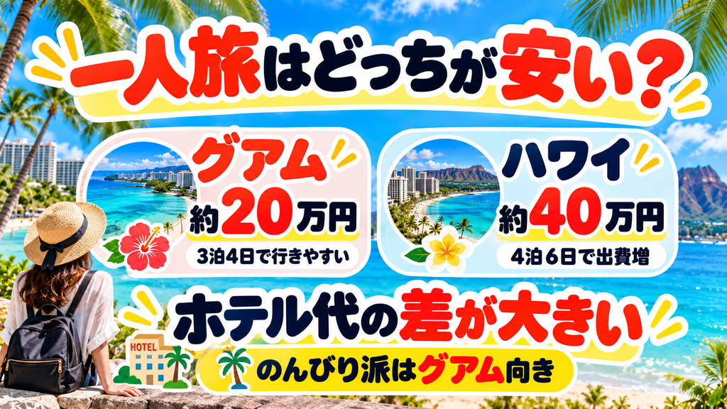 一人旅(ソロトラベラー)の旅行費用比較