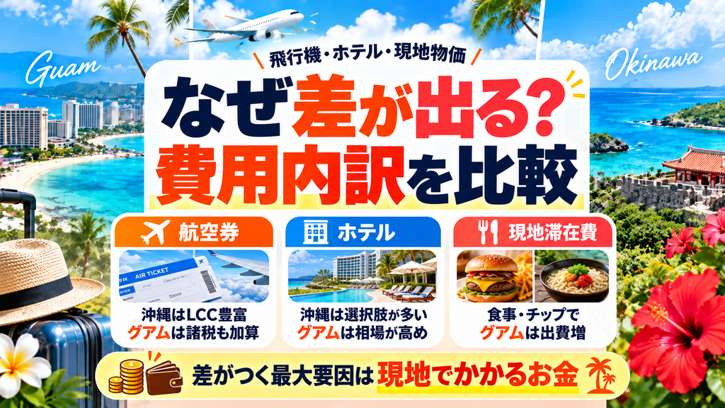 なぜ差が出る?グアムと沖縄の費用内訳(飛行機・ホテル・現地物価)を項目別に比較
