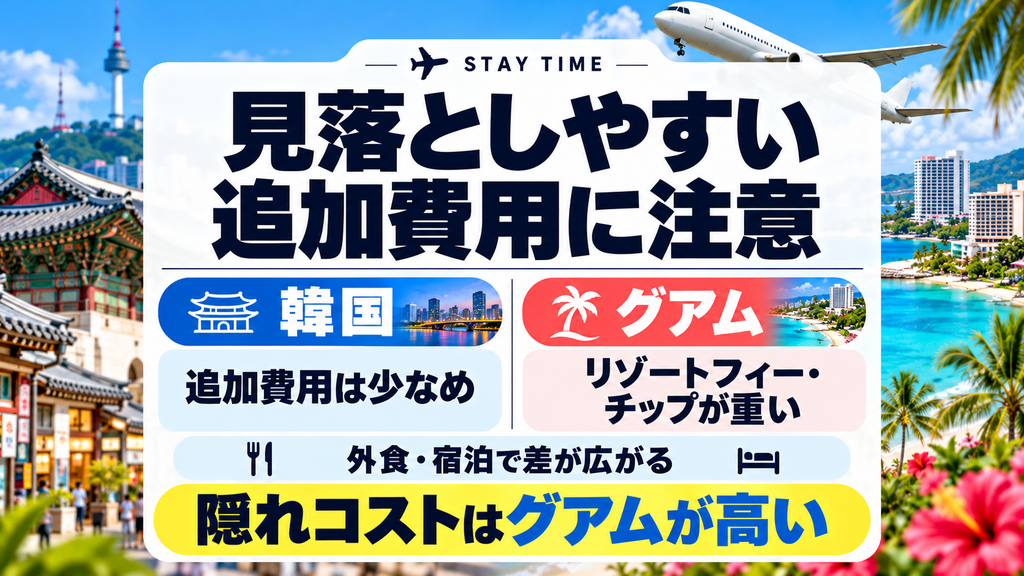 グアム旅行と韓国旅行の「隠れコスト」比較!見落としがちな現地追加費用