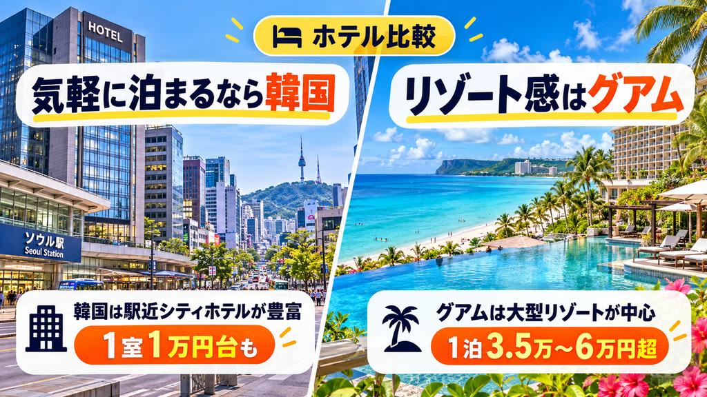 ホテル宿泊費の比較|駅近シティホテル vs オンザビーチの大型リゾート