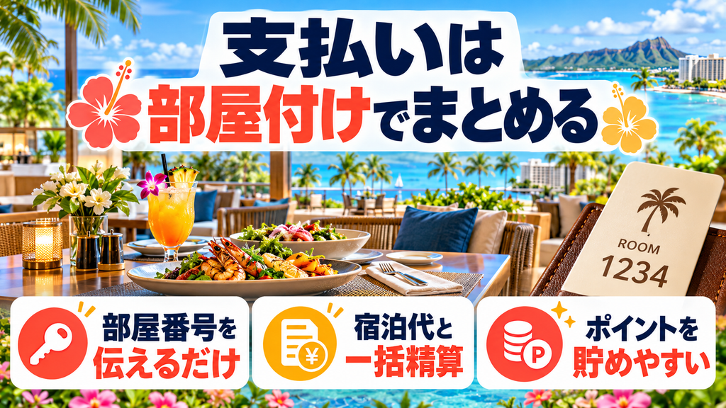 直営レストランの支払いを「部屋付け」にしてポイントをまとめる