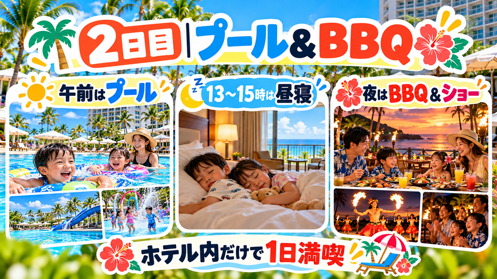 2日目：ホテル直結ウォーターパーク満喫＆サンセットBBQディナー