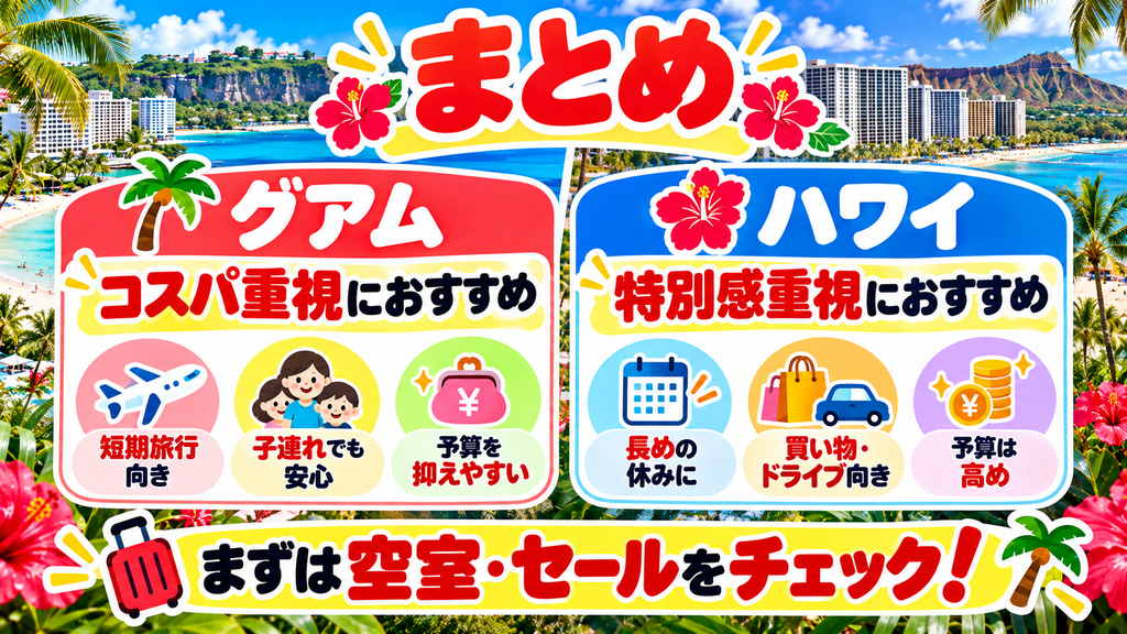 グアムとハワイの費用差を把握して賢くお得なリゾート旅行を予約しよう