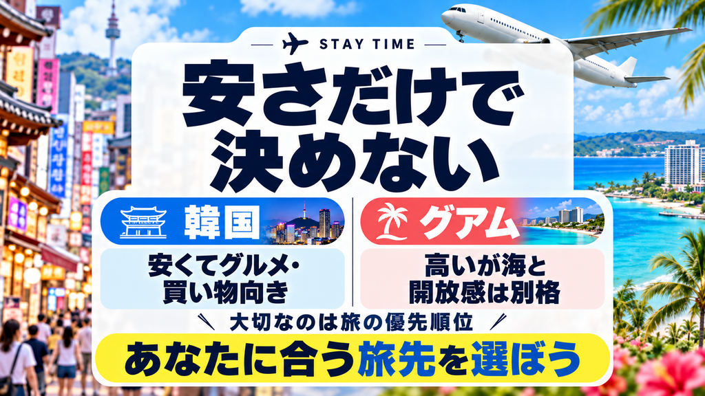 まとめ|グアムと韓国どっちが安いかよりも「旅の優先順位」で選ぼう