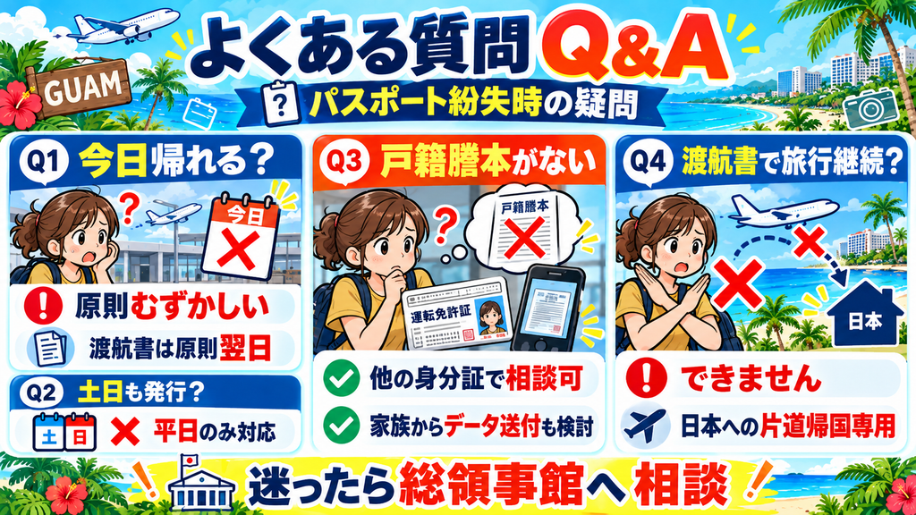 グアムのパスポート紛失・帰国手続きに関するよくある質問