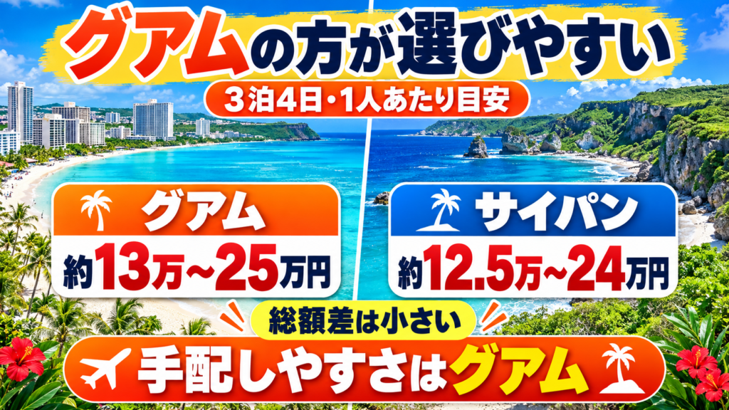 3泊4日グアム・サイパン比較
