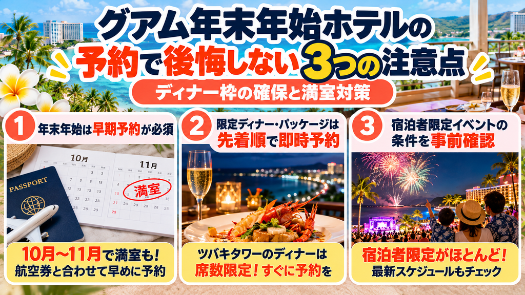 グアム年末年始ホテルの予約で後悔しない3つの注意点｜ディナー枠の確保と満室対策