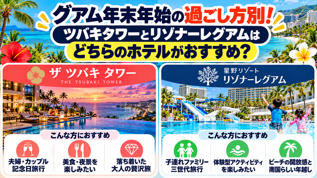 グアム年末年始の過ごし方別！ツバキタワーとリゾナーレグアムはどちらのホテルがおすすめ？